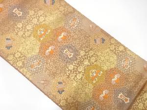 亀甲繋ぎに菊宝尽くし模様織り出し袋帯